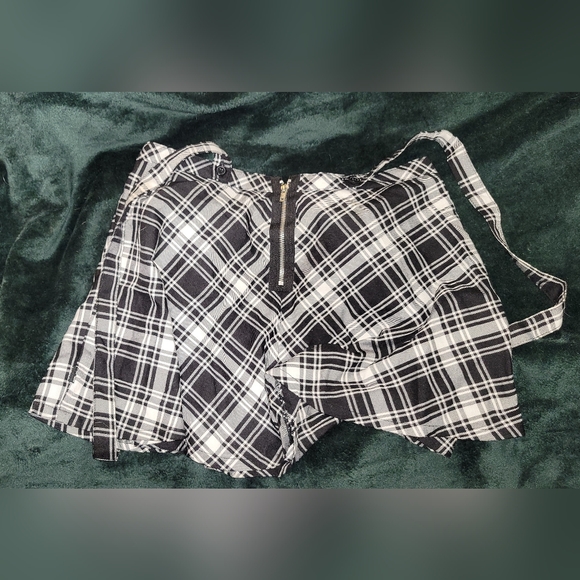 TRIPP NYC Black and White Plaid Suspender Skirt - Picture 2 of 5